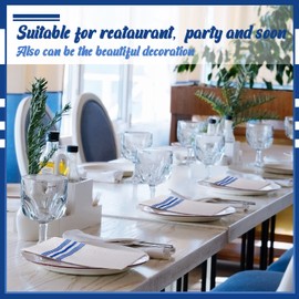 200 Pack Guest Napkins Disposable Paper Hand Towels Bathroom Decorative Napkins Linen Feel Soft Absorbent Bulk Napkins Dinner Paper Towels for Kitchen Event Wedding Christmas Party (Blue Stripe)