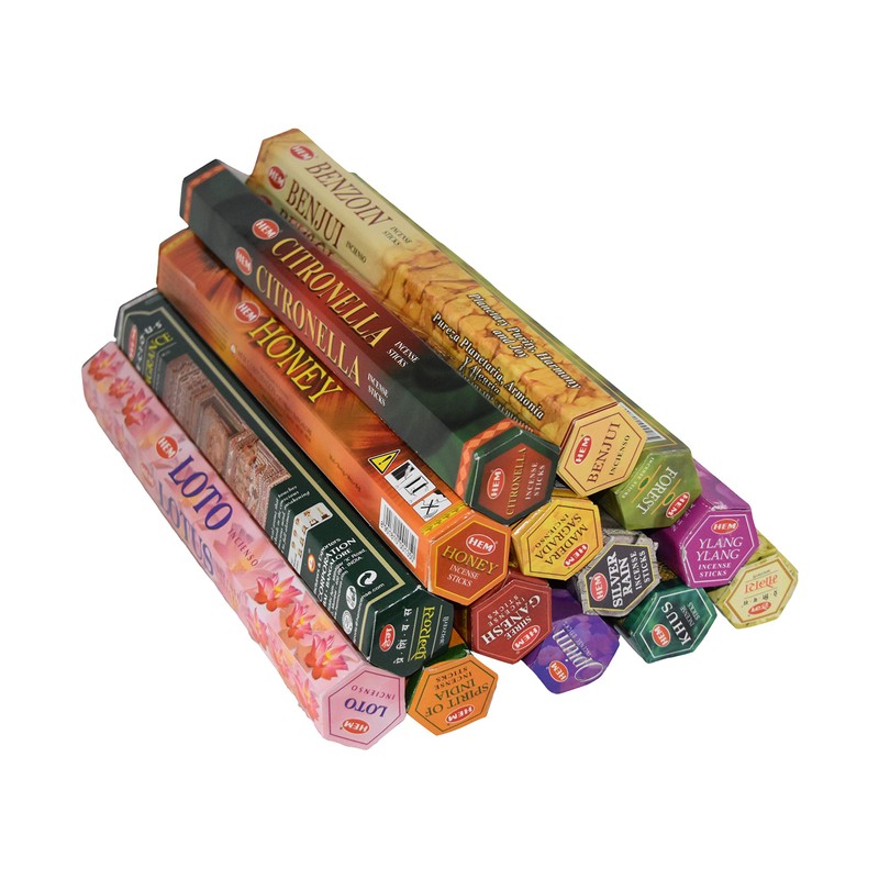Hem Incense Sticks, Set of 7 Boxes from India, Mixed