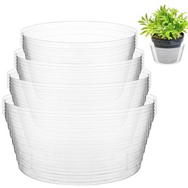 Hoolerry Plastic Plant Saucer Clear Deep Drip Tray Thickened Clear Plant Saucers Trays for Pots Deep Drip Trays for Home Garden Indoor and Outdoor Potted(20 Pcs,6, 8, 10, 12 Inch)