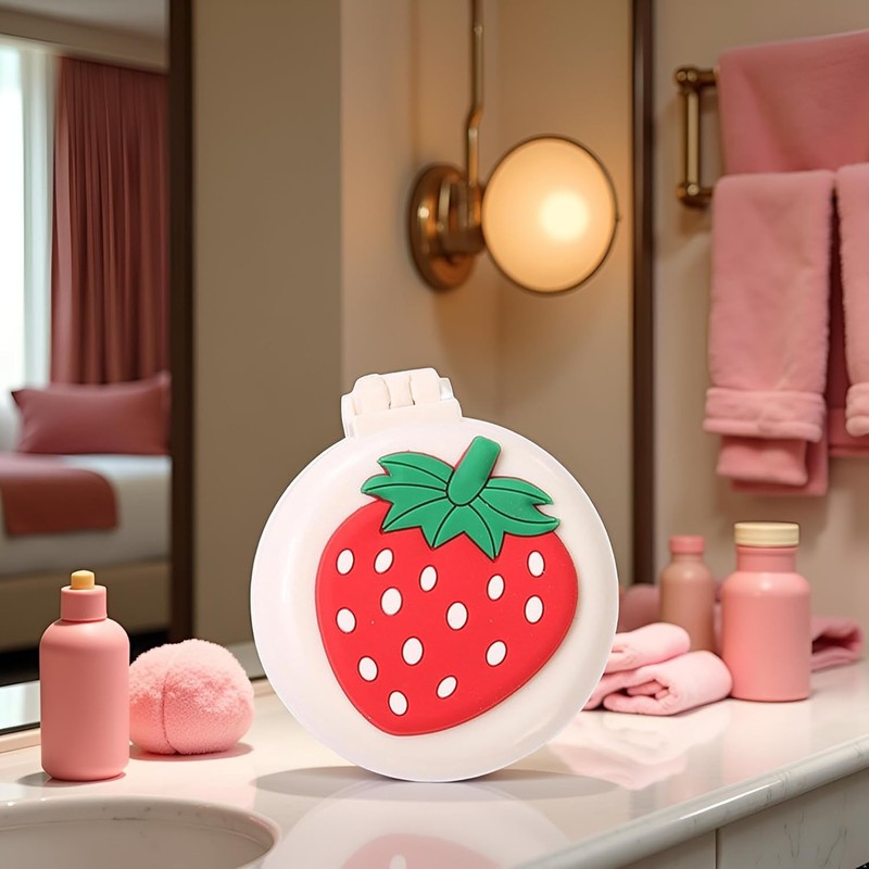 Strawberry Travel Hair Brush, Folding Round Massage Brush with Mini