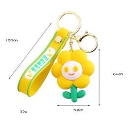 CAOXIAN Flower Keychain For Women Yellow Daisy Key Chain Girl Bags Keyring Cute Daisy Keychain Bag Hanging Decorations Purse Charm Handbag Pendant Bag Key Ring for Girl Woman Lady