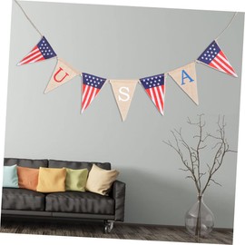 STOBAZA Independence Day Banner Usa Letters Patriotic Bunting Flags for Easy to Hang