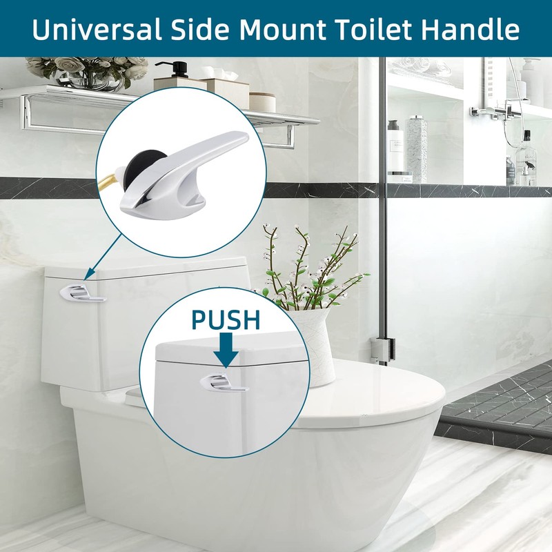 Universal Metal Side Mount Toilet Handle Replacement Kit Compatible with