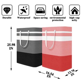 Kewjug Foldable Laundry Basket，Large Laundry Baskets with Handles,Waterproof Laundry Hamper,Collapsible Laundry Hampers for Clothes Organizer 80L (Black&Red&Green&Purple)