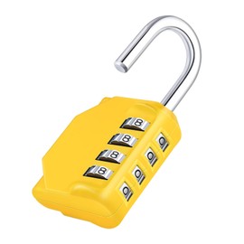 ZHEGE Padlock 4-Digit, Combination Lock for Gym Locker, Combination Code, Weatherproof, for Door, Garden Fences (Yellow)