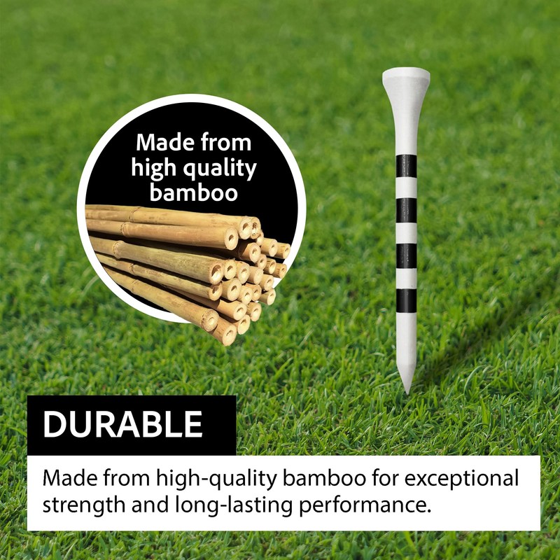 Kaizen Golf Tees Bamboo - Durable, Biodegradable Wooden Golf Tees