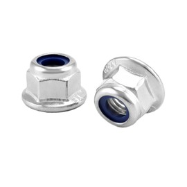 QWORK® 25PCS M6 Lock Nut with Nylon Insert - 304 Stainless Steel - 6mm Serrated Flange Hex Nut Self Locking Nut