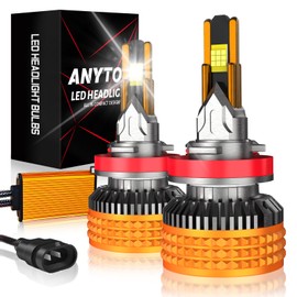 ANYTOP H11 H8 H9 LED Faros para Delantero, 400W 40000LM 1000% Brillo Focos, 6500K Blanco Kits de Conversión,Luz Alta y Baja Luces Antiniebla 2 Unidades