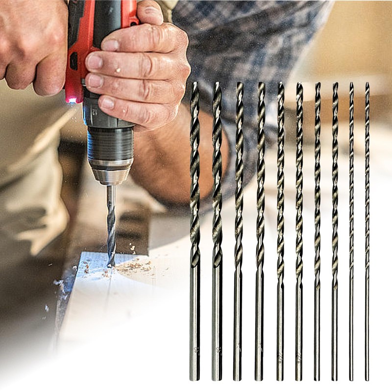 10 Piece 150mm Extra Long High-Speed Steel Twist Drill Bit