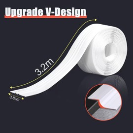 Upgraded V-Design White Caulk Tape, Caulking Sealing Strip Waterproof for Shower, Toilet, Bath Tub, Sink (3.2Meters)