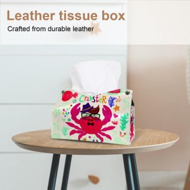 2 Pack Tissue Box Cover Holder, Red Poppies Flowers Rectangle Leather Tissue Case, Decorative Organizer for Tabletop, Bathroom, Car, Office