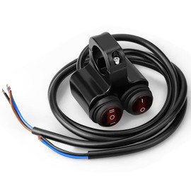 SOLLON 7/8” Waterproof Switch Motorcycle ATV Light Bar Switch 22mm 12V 16A, Handlebar Double Control Kill Button, Headlight Spotlights Hazard Brake Fog Light ON Off Switches