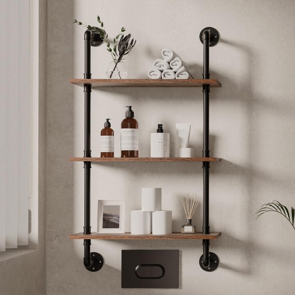 ONOTETUT 3 Tier Industrial Pipe Shelf Hanging Bookshelf,Industrial Wall Shelves