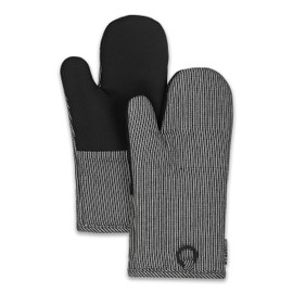 Frigidaire Layla Cotton and Neoprene Oven Mitts, Heat Resistant, Anti-Slip, Machine Washable,13”x7”,Grey,Set of 2