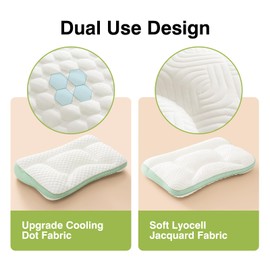 RESTIRY Toddler Pillow 2-6 Year Old, Kids Pillow for Sleeping,Partially Filled PE Hose,Supports Cervical Vertebrae,Kids Pillow for Side Sleeper, Sleeping on The Back, Traveling (Green-Cooling)