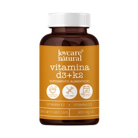 JOYCARE NATURAL Vitamina D3 y K2 Suplemento para Absorción de Calcio y Huesos Fuertes | Bienestar Inmune y Circulatorio | 300 Cápsulas