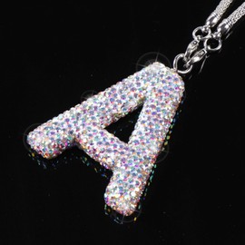 ToBeQueen Colorful Bling Car Hanging Ornament, Diamond Crystal Rhinestone Car Mirror Hanging Letter B Accessories, Cute Lucky Hanging Pendant Bling Car Accessories for Women (Colorful,B)