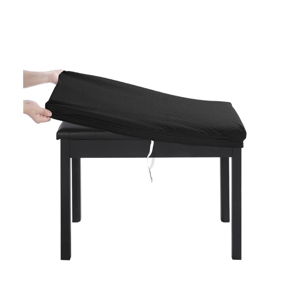 BUYUE Funda de banco de piano de lujo, (20 a 27 pulgadas) de largo x 11.8 pulgadas de ancho x 15.7 pulgadas de ancho, funda elástica para taburete rectangular lavable (S, negro)