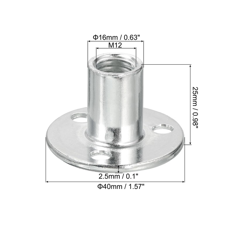 uxcell M12 Brad Hole Tee Nut, 10pcs Carbon Steel Round