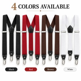 Adjustable Solid Color Polyester Suspenders for Adult Pants, Shirts and Skirts