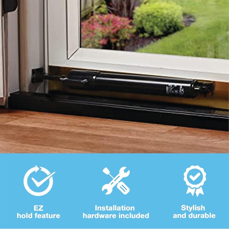 Wright Products V2012BL Heavy Duty Tap-N-Go Pneumatic Closer, Black