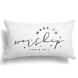 FISWAFY Christian Pillow Covers 20x12, Made to Worship Bible Verse Pillow Covers, Religious Christian Gifts for Women Girls, Faith Based Gifts, Bible Verse Decor, Christian Home Decor