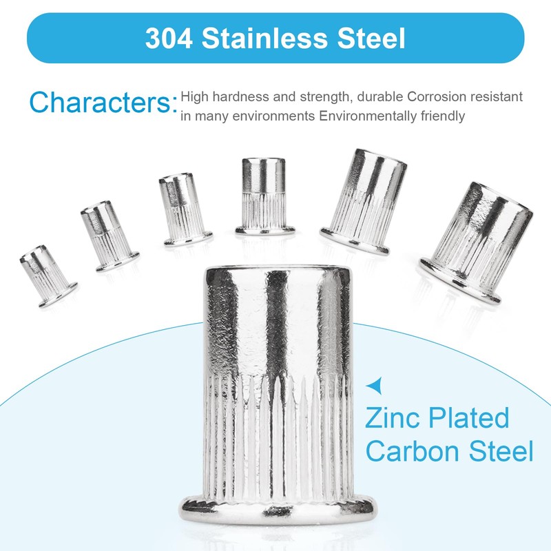 Vmuter 469Pcs SAE Rivet Nuts Kits, 304(18-8) Stainless Steel Flat