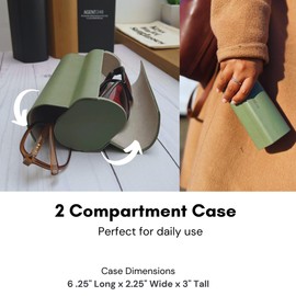AGENT248 Eyeglass and Sunglass 2-Compartment Travel Case - Sage Green