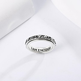 SHEAISRS Anxiety Spinner Rings Lotus Flowers Spinner Fidget Ring Sterling Silver Worry Ring for Women Men