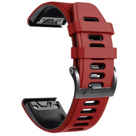 NotoCity for Fenix 5/6/7/5 Plus/6 Pro/7 Pro Strap, 22mm Watch Strap for Garmin Epix (Gen 2), Approach S62, Quickfit Strap for Garmin Forerunner 935/945/955/965, Instinct/2, Quatix 5/6/7(Red-Black)