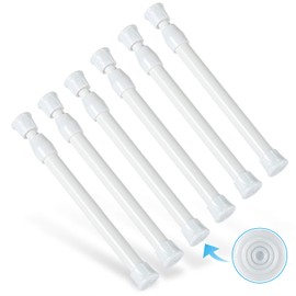 6Pcs Tension Rod, Goowin Small Tension Rods for Windows, No Drilling Rustproof Spring Adjustable Short Tension Rod for Wardrobe Bars, Bookcase (White, 7-11 inch)