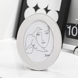SWTHONY Oval 5 x 7 Picture Frames, Silver Modern 5 by 7 Picture Frame with High Definition Glass Front, Photo Frame Display for Tabletop, Home Decor