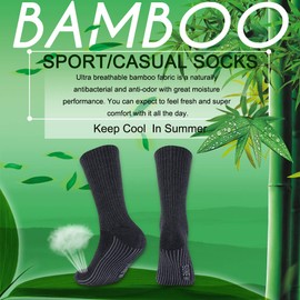 Bamboo Socks, Sunew Mens Womens Wicking Cushioned Comfortable Sport Performance Crew Lightweight Great Cushioned Non-Skid Bamboo Socks Built for Cycling Basketball Hiking Trekking 3 Pack Dark Grey M