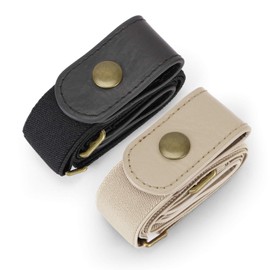 JasGood 2 Pack Buckle Free Elastic Belt for Men or Women No Buckle No Bulge Invisible Belt -