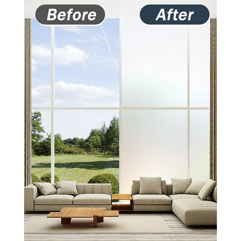 Frosted Glass Window Privacy Film, Removable, Static Cling, Heat/UV Protection,