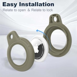 YOKRWO 1 Pack for Airtag Holder, Waterproof for Air Tag Case with Keychain, PC Hard Shell Swivel Buckle, for Airtags Accessories Suitable for Tracking, Bags, Luggage, Keys, Olive Green