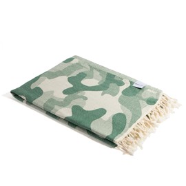 InfuseZen Camouflage Print Turkish Towel – Sand Free Quick Dry Thin Beach Peshtemal – 100% Organic Turkish Cotton - Absorbent Pool Hammam - Oversized Camo Gym, Travel Fouta (Green Camo)