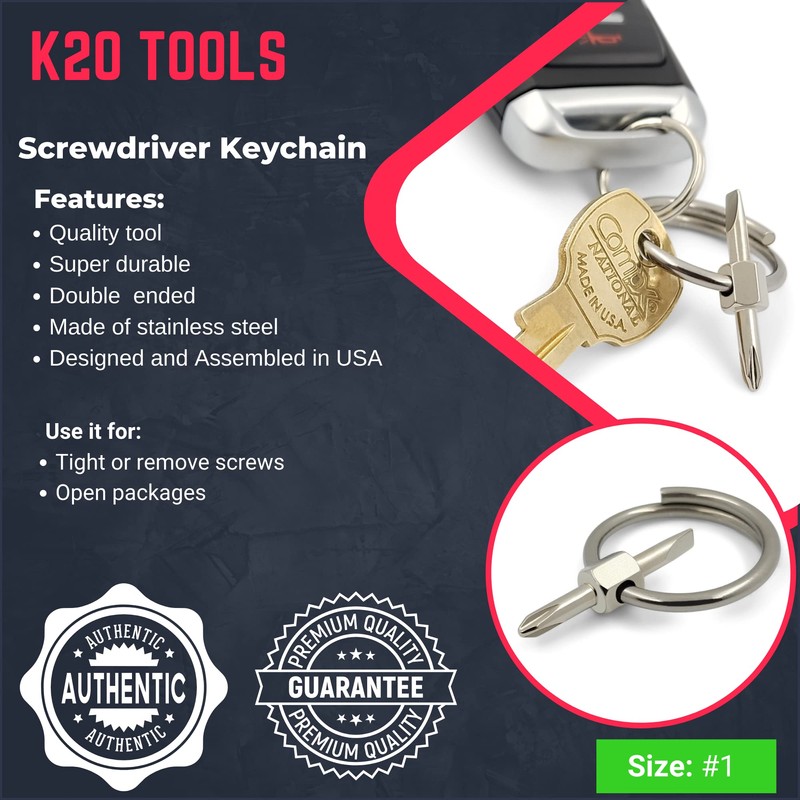 Keychain Screwdriver Tiny Bit with Phillips and Flat Head -
