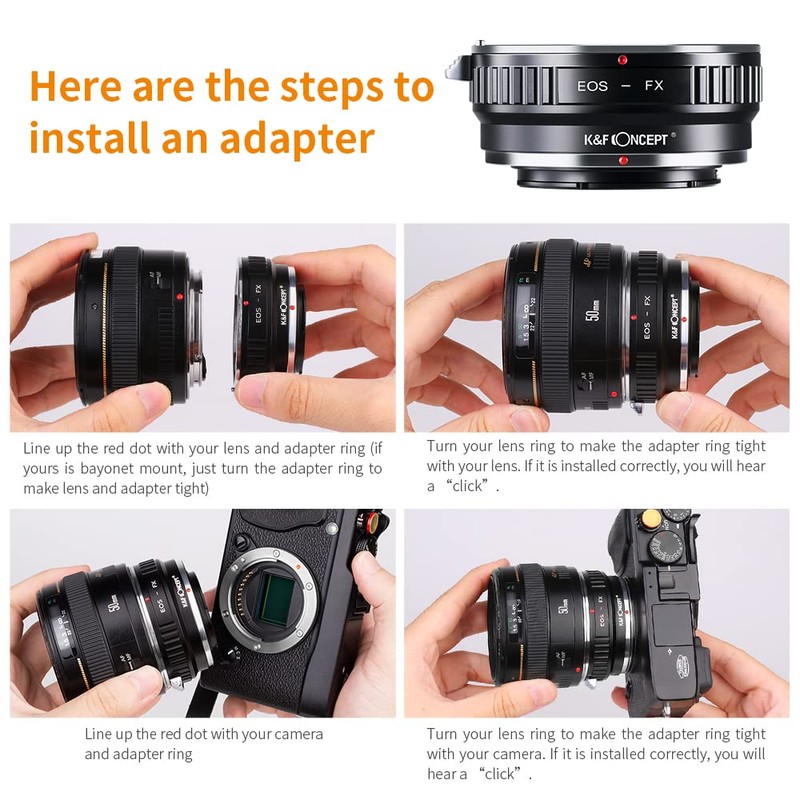 K&F Concept EOS EF/EFS-FX Fit Objektivadapter auf FujiFX Mount X-Pro1