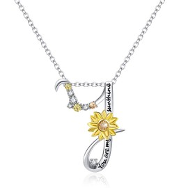 Collar con colgante de plata de ley con diseño de girasol, personalizable, letra A a Z, para mujeres y niñas