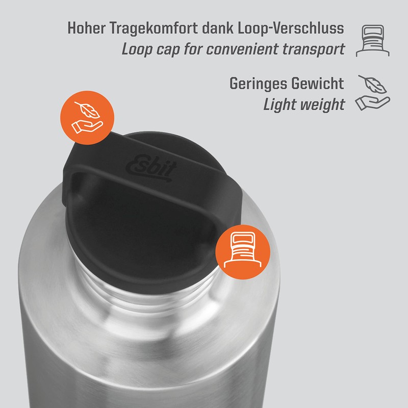 Esbit Sculptor Drinking Bottle Stainless Steel with Practical Loop Closure