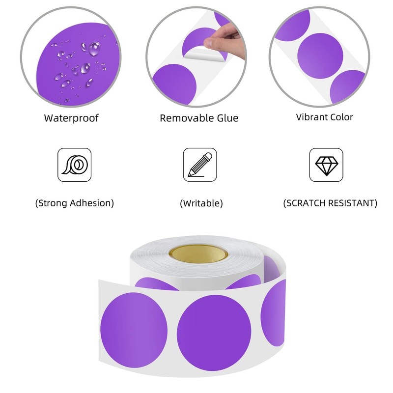 Round Stickers 50 mm Colour Coding Circle Labels Roll Marking
