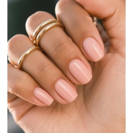 Morily Light Pink Press on Nails Short, Square Shaped Gloosy Fake Stick on Nails for Women in 16 Sizes, 32 Pcs Reusable Full Cover Artificial False Fingernails