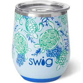 Swig Life 12oz Wine Tumbler with Lid, Stainless Steel, Dishwasher Safe, Portable, Triple Insulated Wine Tumbler (Shell Yeah)