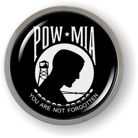 POW MIA Vietnam WAR 3D Domed CAR Emblem Badge Sticker Chrome Metal Round Bezel