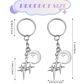 WEWAYSMILE 2 Pcs Cute Star Moon Keychain Car Keychain Portable Metal Keychain for Men And Women Keychains Bag Charms Purse Handbag Backpack Car Holder Bag Accessories Holiday Gifts(Star Moon)