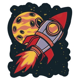 VulgrCo Animated Space Galaxy Planet Rocket Ship Stars Funny Sticker Vinyl Waterproof UV Resistant Decal For Phones Laptops Water Bottles Tumblers Boats Cars Trucks Windows Kayak 3" inch Bumper Stickers