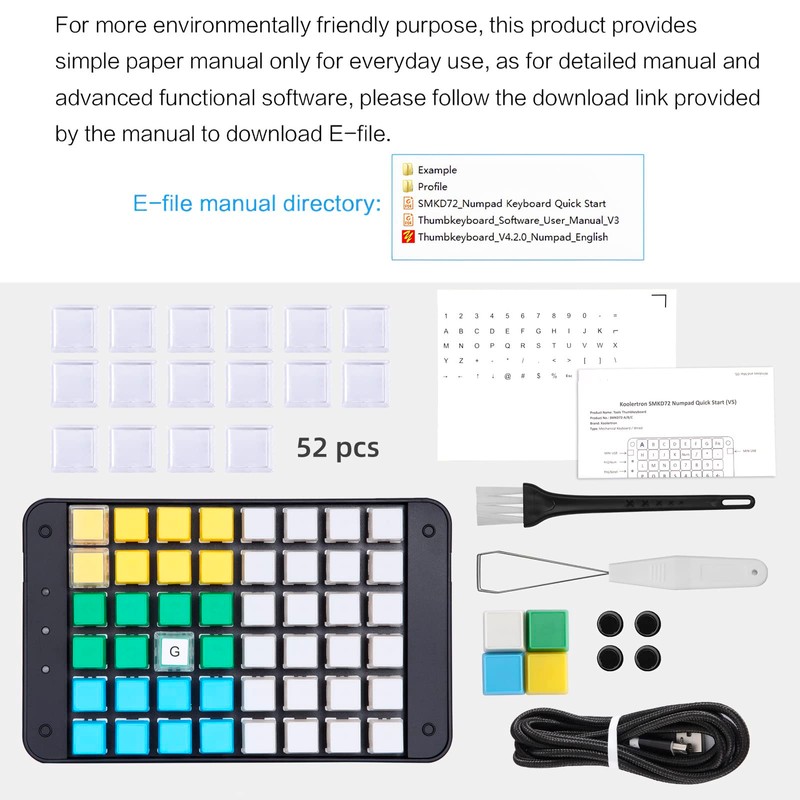 Koolertron One Handed Macro Mechanical Gaming Keyboard, Fully Programmable Mini