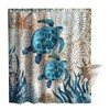 Final Friday Nautical Shower Curtain Teal Sea Turtles Theme Fabric