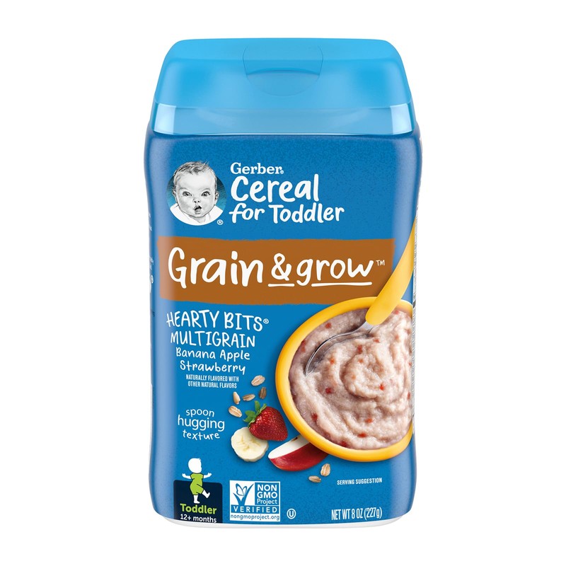 Gerber Toddler Food, Multigrain Banana Apple Strawberry Cereal, 8g Whole
